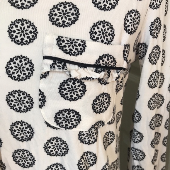 Soma Cool Nights Pajama Set 3/4-Sleeve Top & Cropped Bottoms Black/White XS - Picture 8 of 8